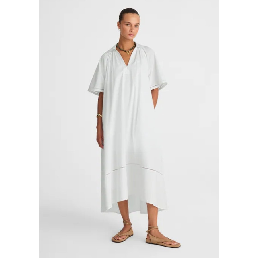 Nwt Madewell 100 Percent Cotton Poplin Splitneck Midi Shirtdress White Xxs